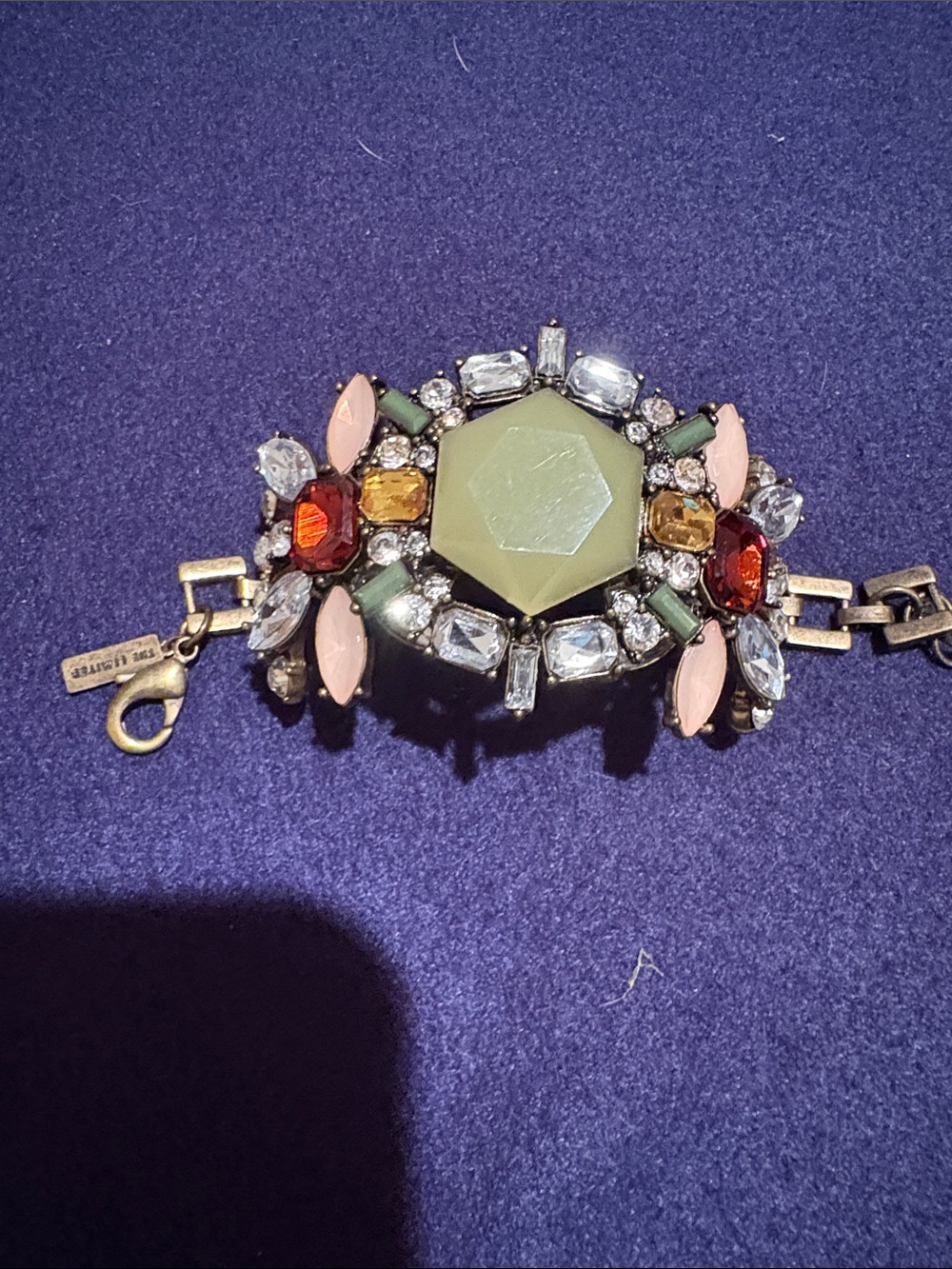 The Limited Multicolor Gemstone Statement Bracelet - Green Center